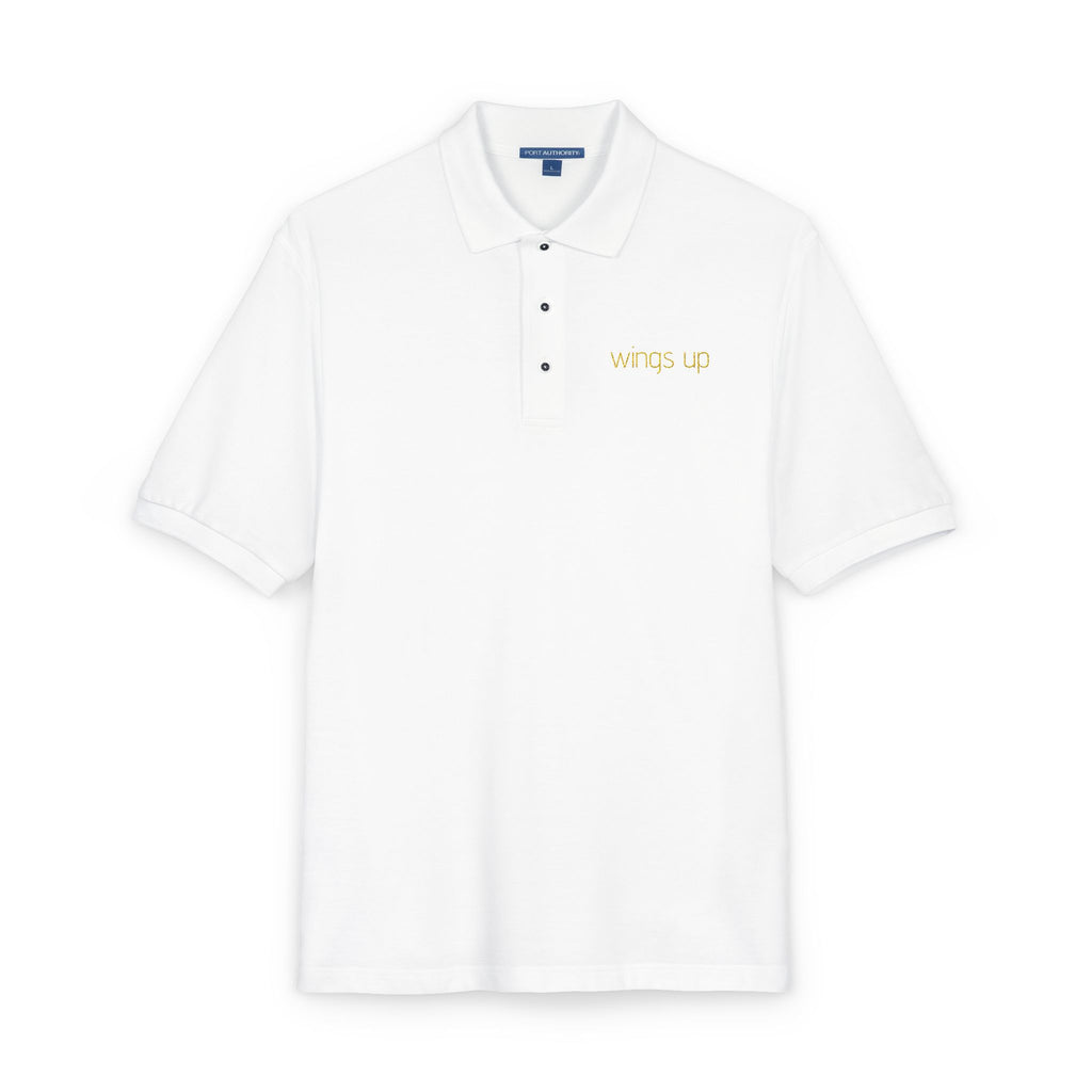 Embroidered "Wings Up" Polo Shirt — Minimalist Casual Polo