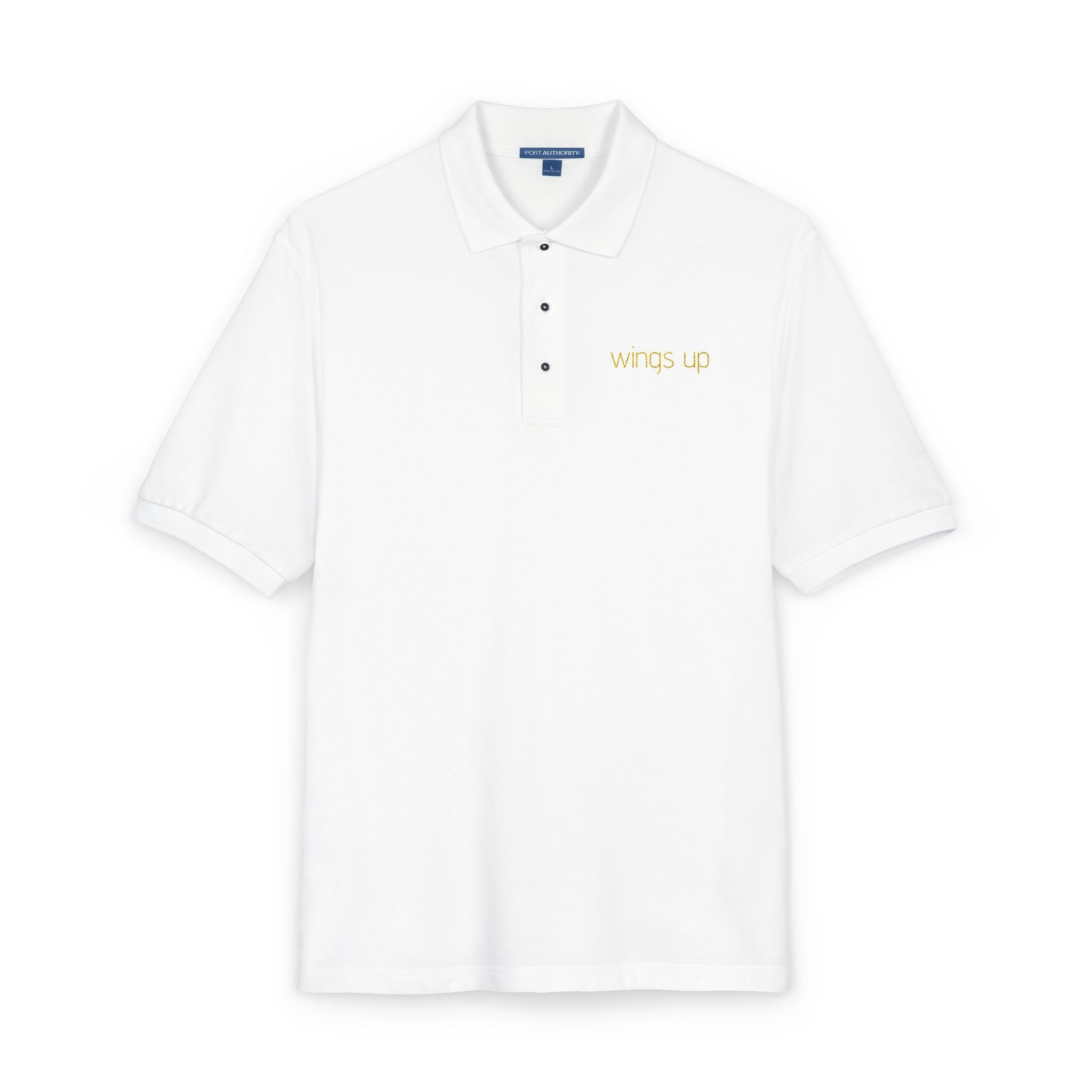 Embroidered "Wings Up" Polo Shirt — Minimalist Casual Polo
