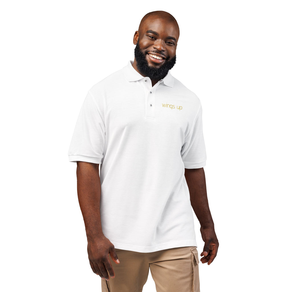 Embroidered "Wings Up" Polo Shirt — Minimalist Casual Polo