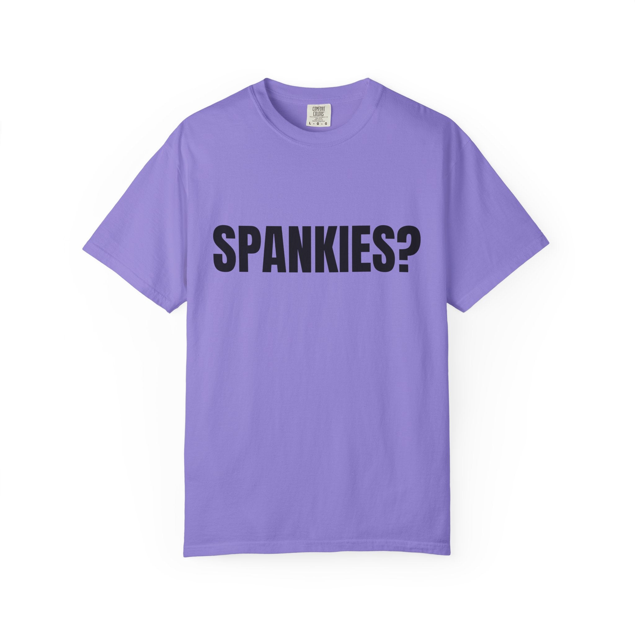 Spankies? Graphic T-Shirt — Funny Statement Tee for Casual, Novelty & Party Wear