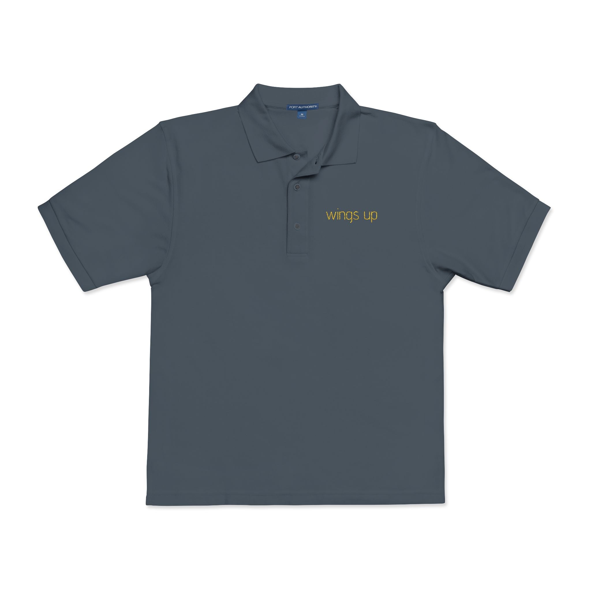 Embroidered "Wings Up" Polo Shirt — Minimalist Casual Polo