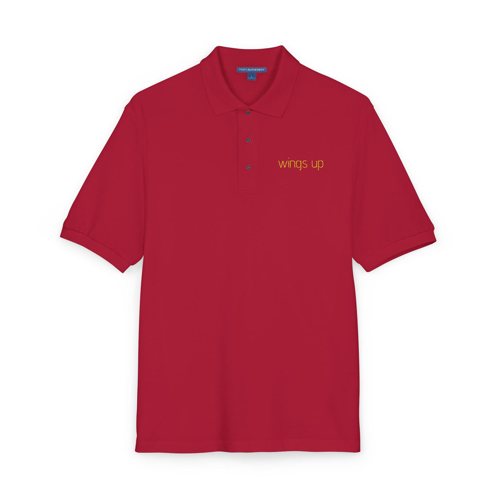 Embroidered "Wings Up" Polo Shirt — Minimalist Casual Polo