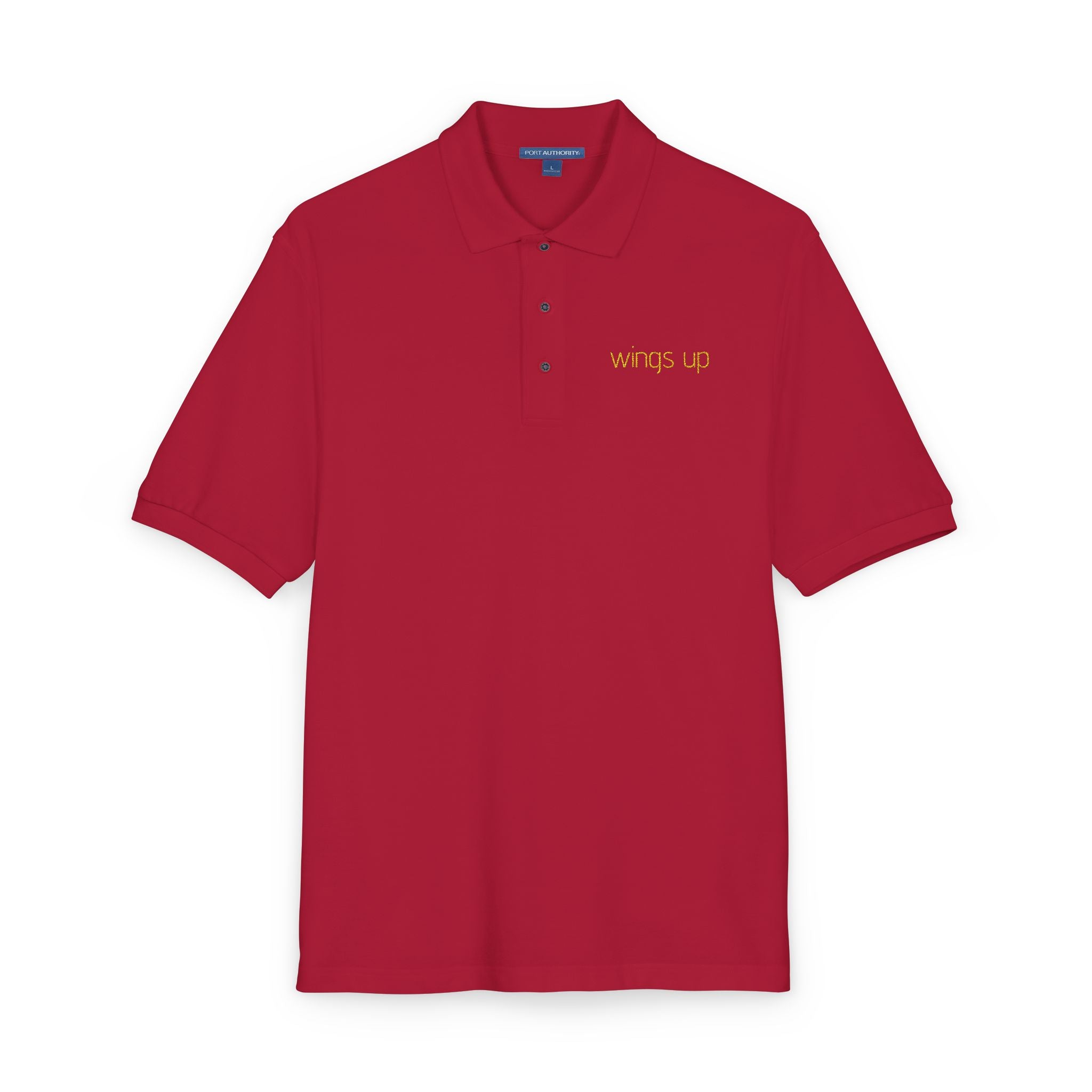 Embroidered "Wings Up" Polo Shirt — Minimalist Casual Polo