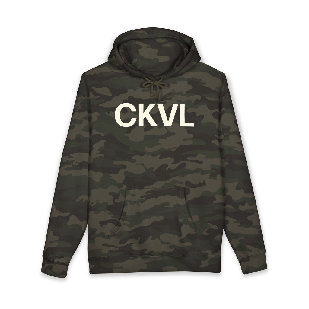 CKVL Logo Hoodie — Distressed Grey Pullover Sweatshirt