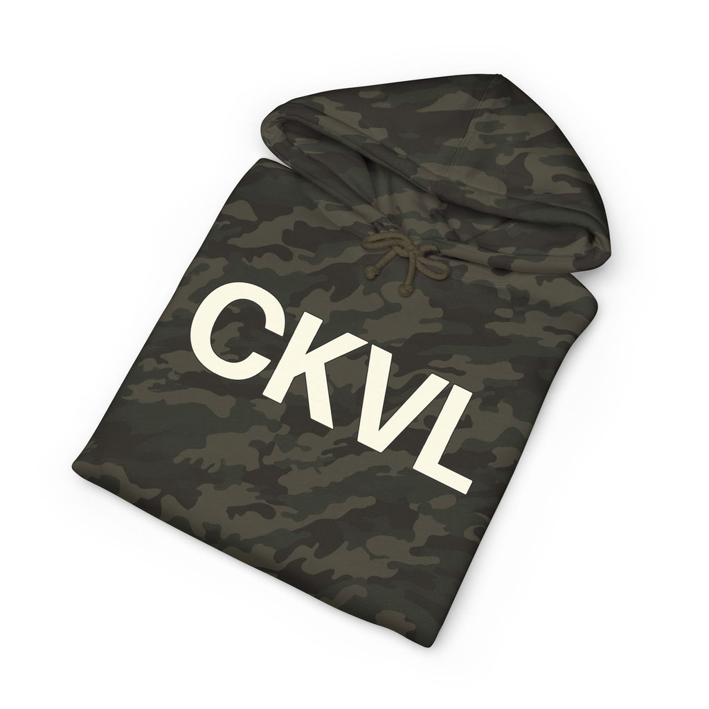 CKVL Logo Hoodie — Distressed Grey Pullover Sweatshirt