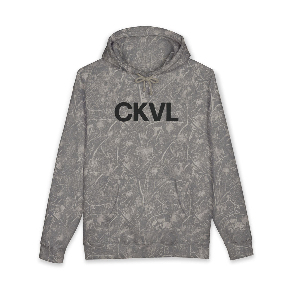 CKVL Logo Hoodie — Distressed Grey Pullover Sweatshirt