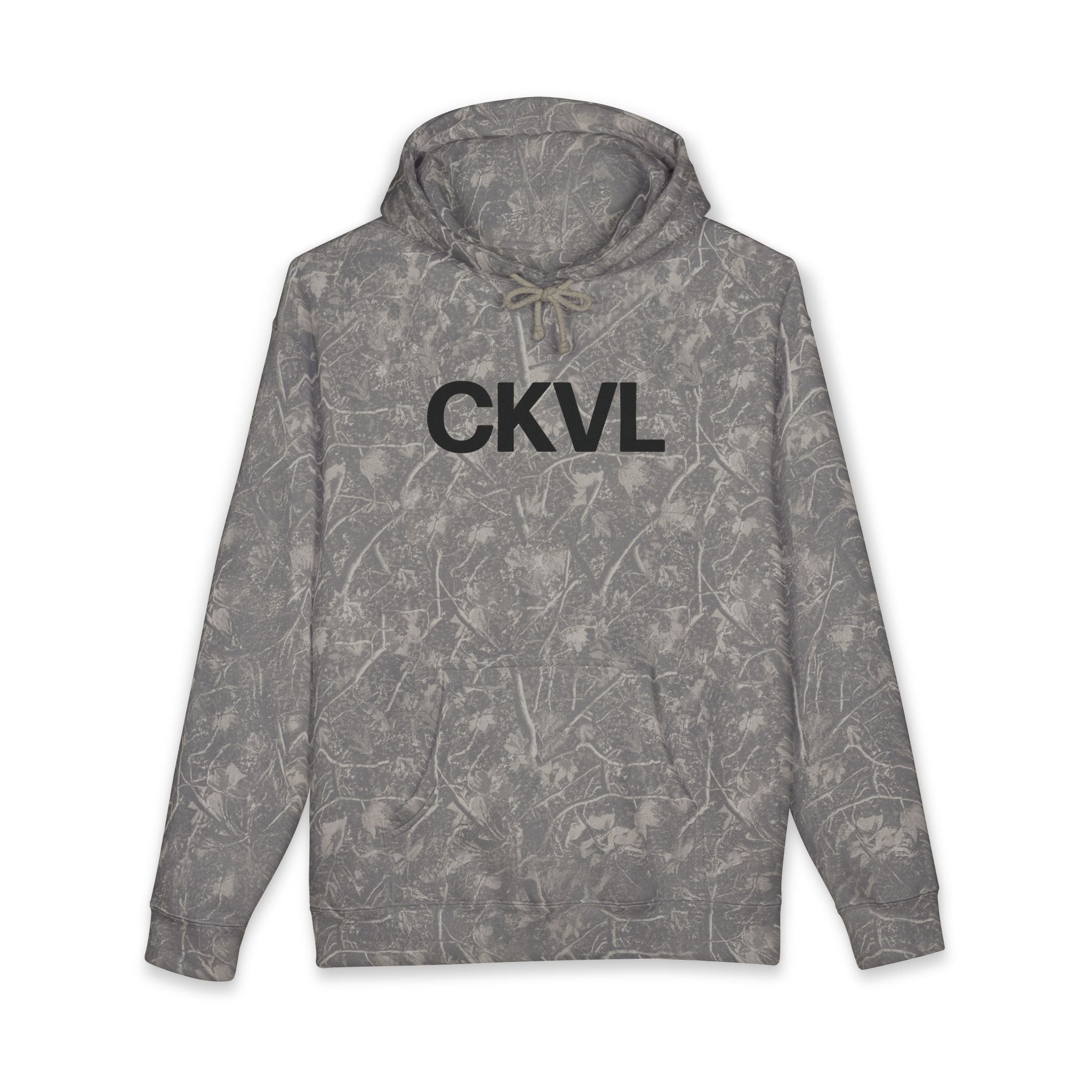 CKVL Logo Hoodie — Distressed Grey Pullover Sweatshirt