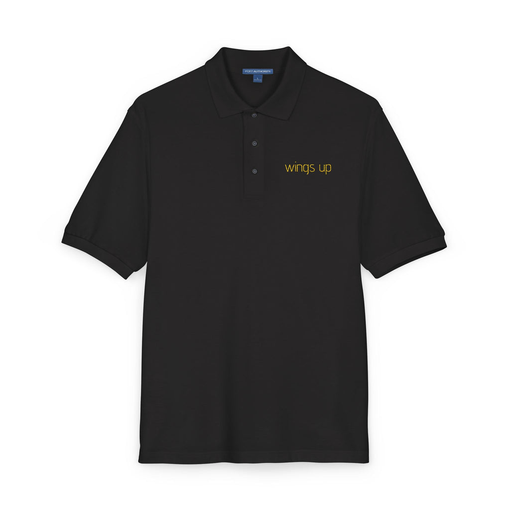 Embroidered "Wings Up" Polo Shirt — Minimalist Casual Polo