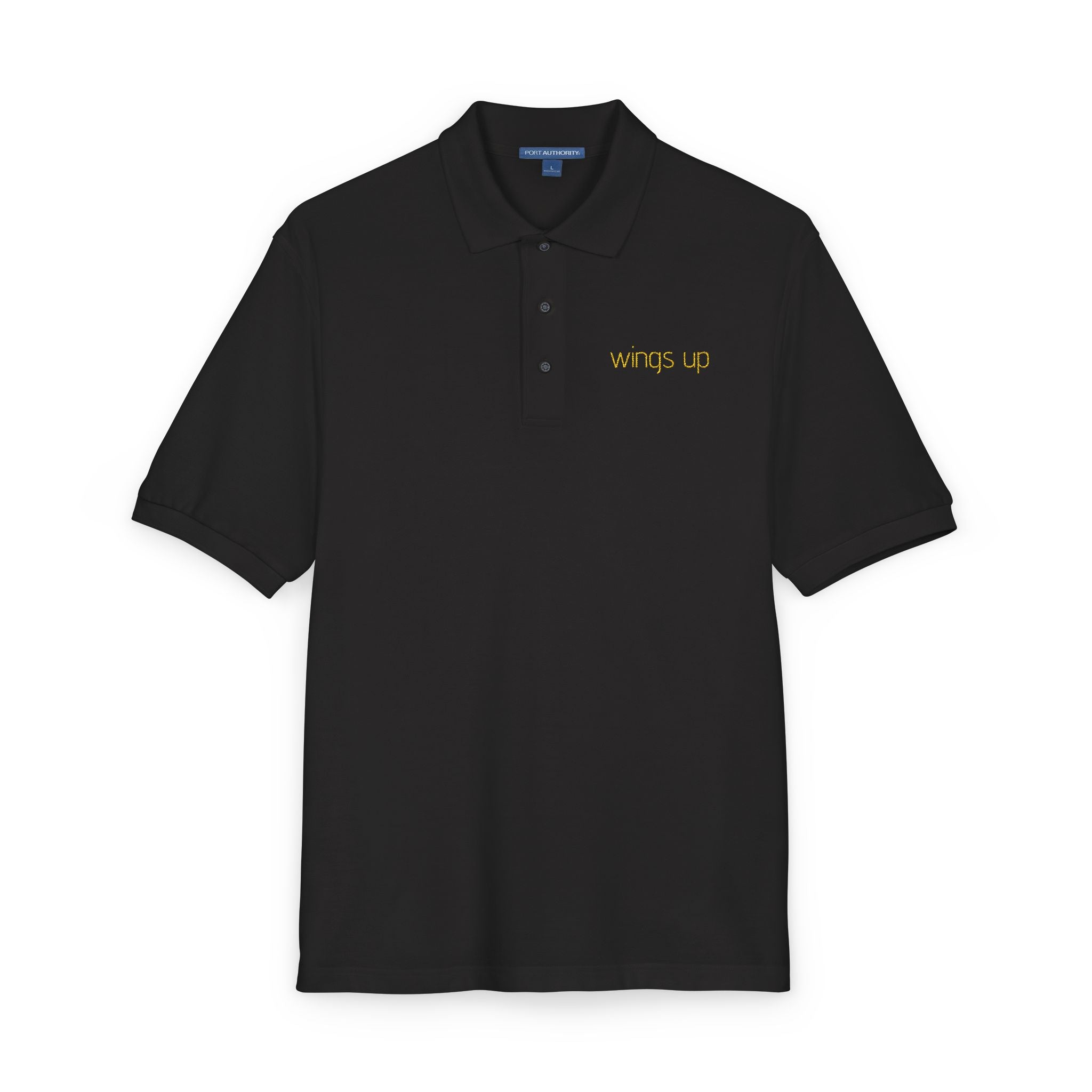 Embroidered "Wings Up" Polo Shirt — Minimalist Casual Polo