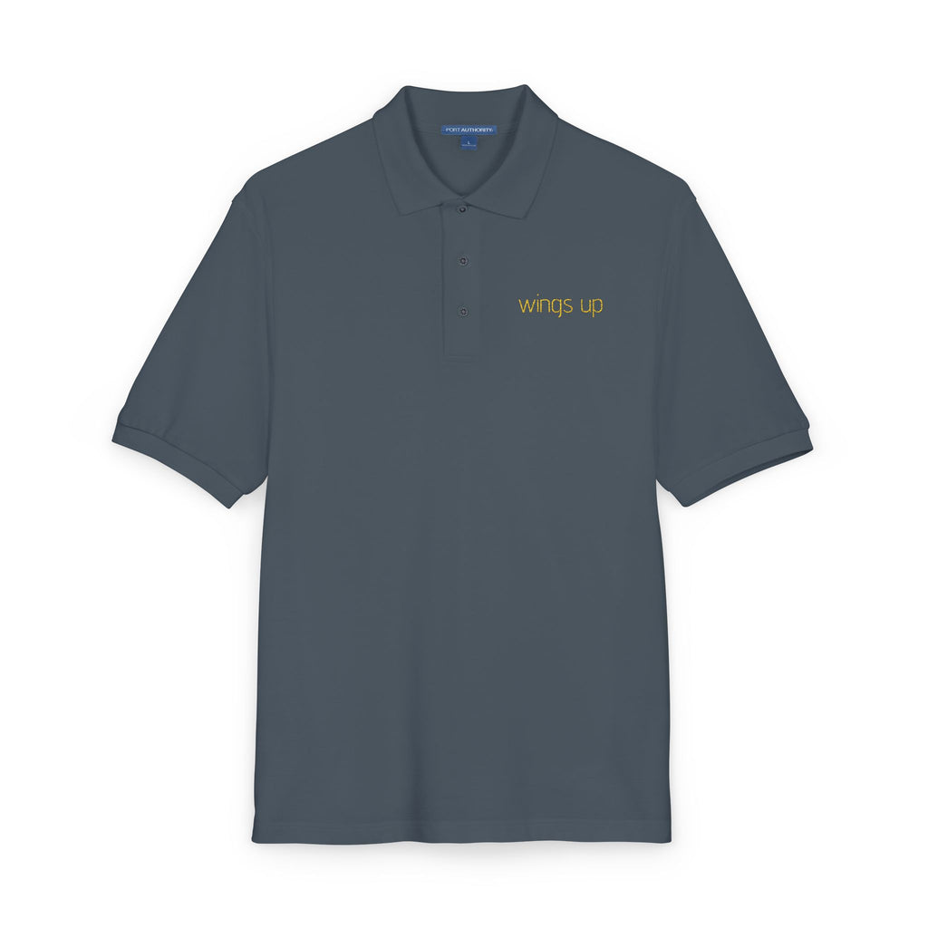 Embroidered "Wings Up" Polo Shirt — Minimalist Casual Polo