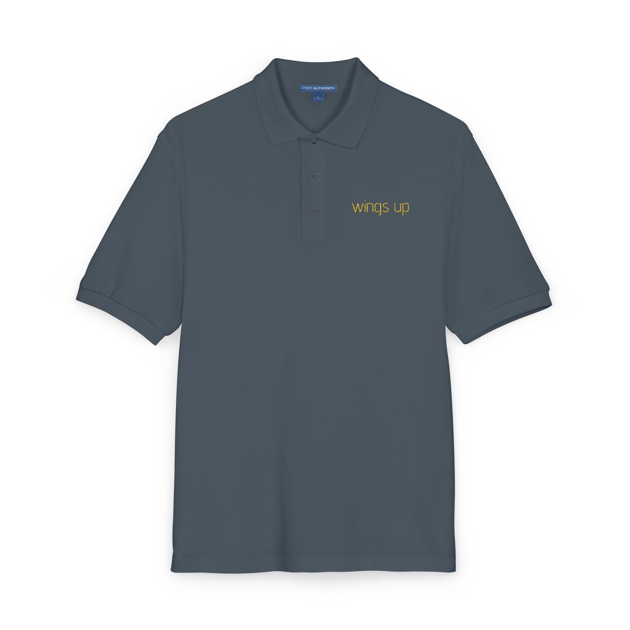 Embroidered "Wings Up" Polo Shirt — Minimalist Casual Polo